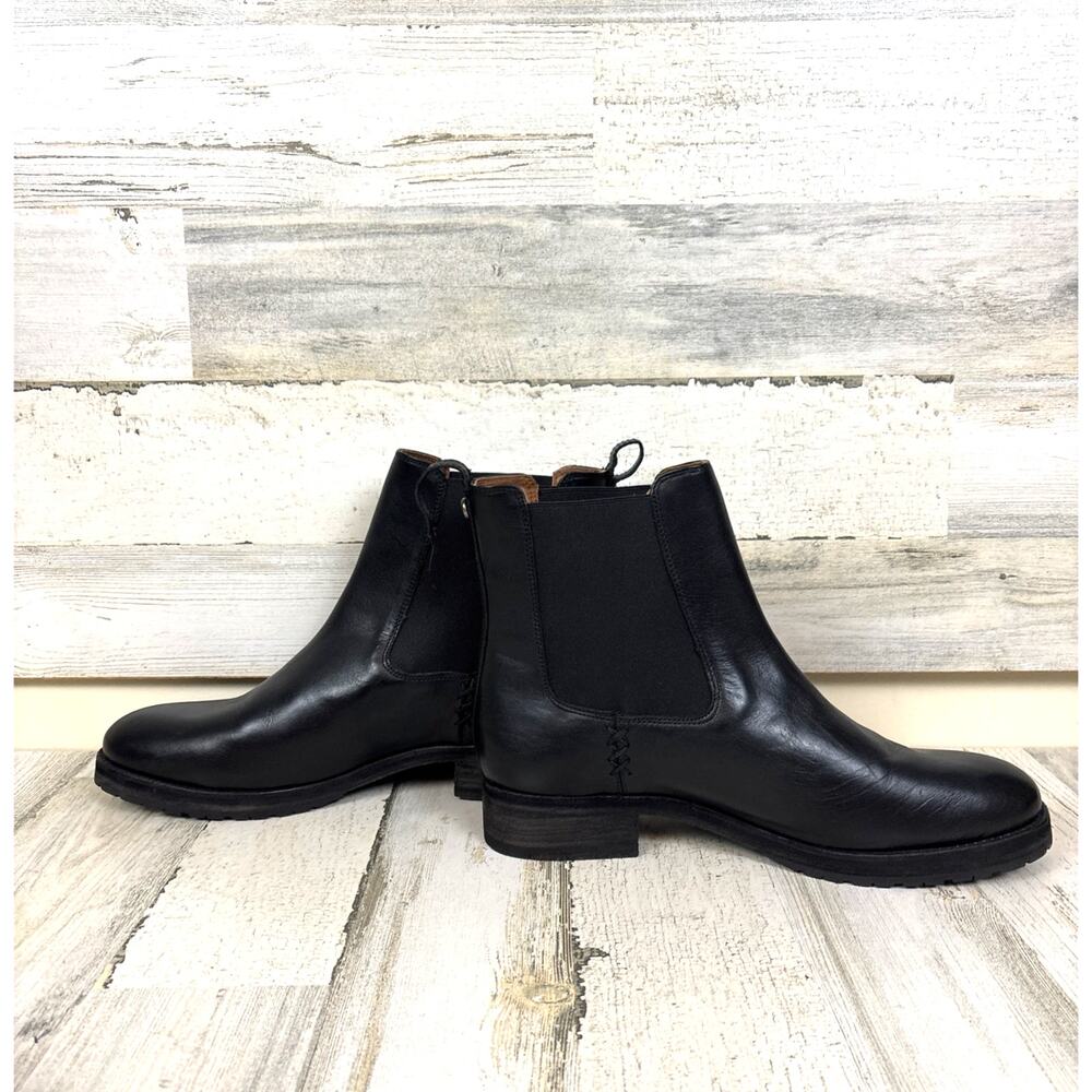 Frye Womens 12 Melissa Black Leather Slip On Lug Low Heel Chelsea Ankle Boots - Picture 6 of 9